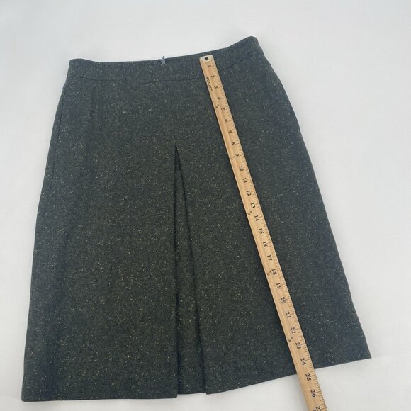 THEORY Size 10 Green Speckled Dots Wool Pleated A-LINE Skirt Pockets VTG Y2K - Picture 10 of 10